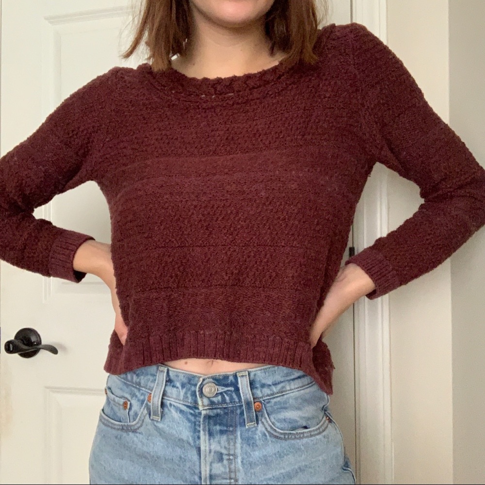 Anthropologie Moth Red Cropped Sweater